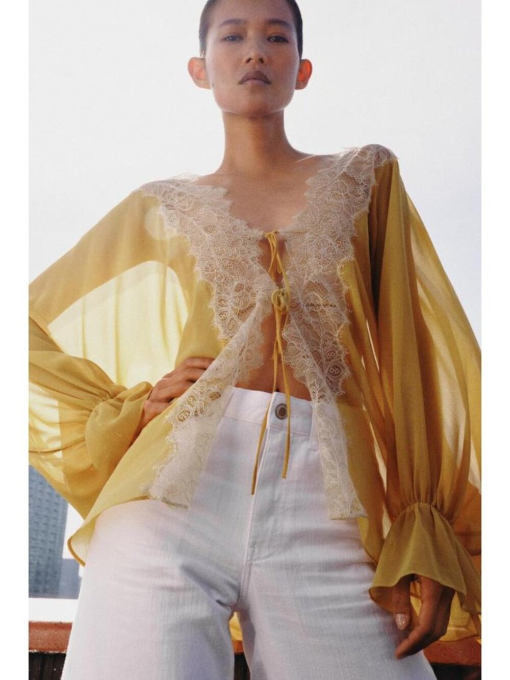 ZARA ZW COLLECTION COMBINATION LACE BLOUSE - Picture 5 of 6